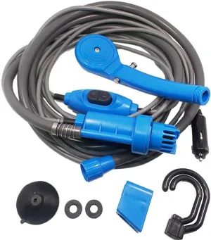 YIYIBYUS Portable Car Shower Kit, 12V Powered Outdoor Camping Shower Head Shower Pump Kit 5m Power Cable & 2m Shower Hose for Car Wash Travel