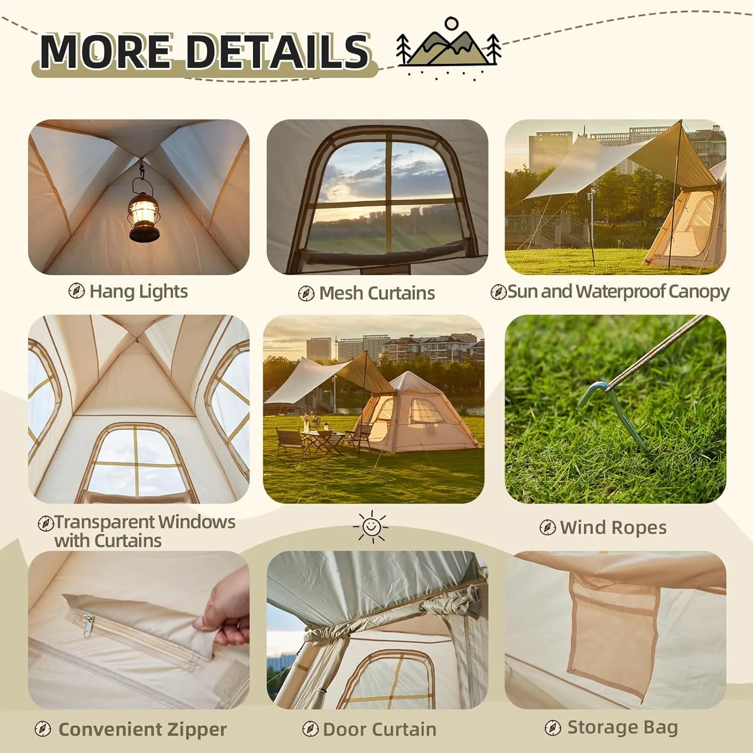 YOLENY Inflatable Camping Tent for 4-6 Person, Easy Setup Portable Water-Resistant Cabin Tent with Mesh Windows & Pumps