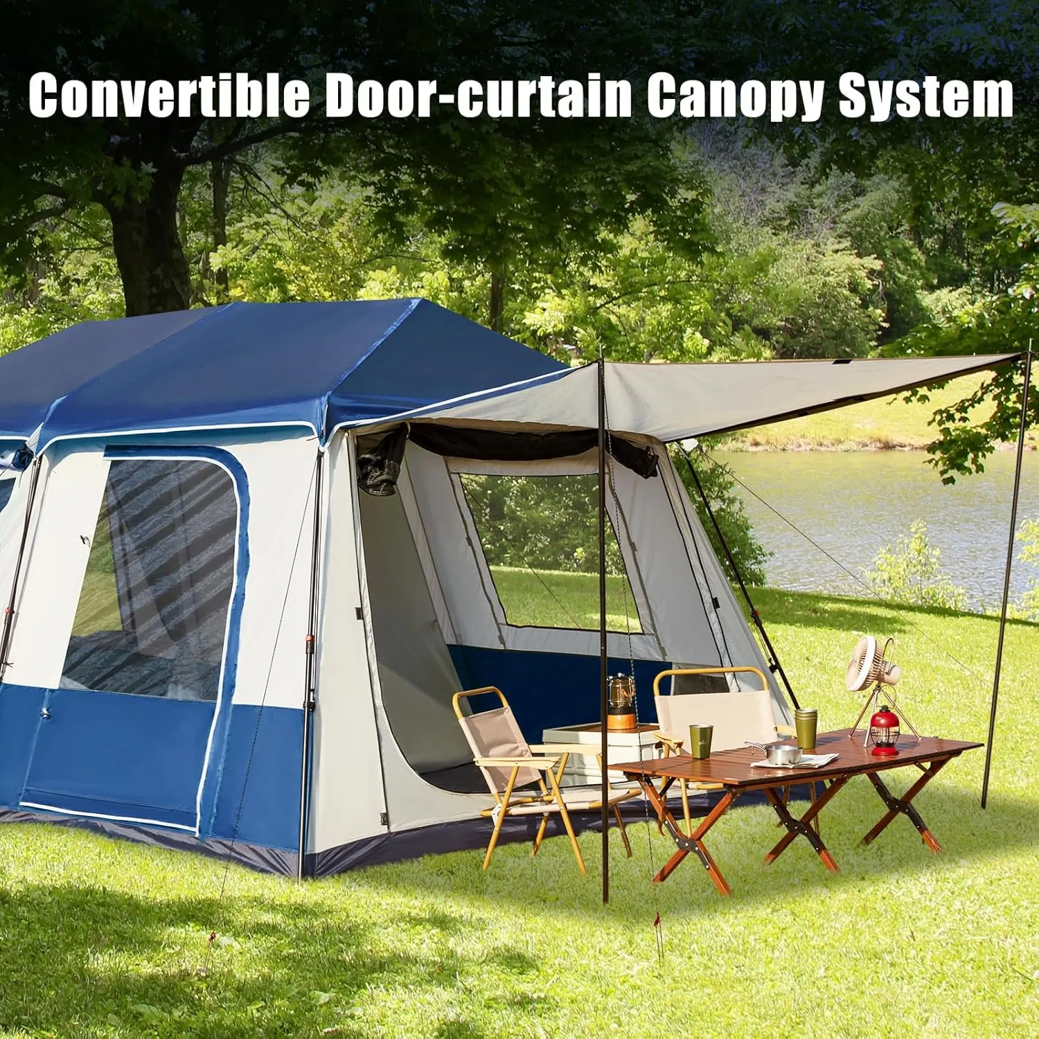 YOLENY Instant Cabin Tent 4/6/8/10 Person, Family Large Camping Tent, 60s Easy Setup with Rainfly & Waterproof Portable with Carry Bag for Family Activities, 4 Season