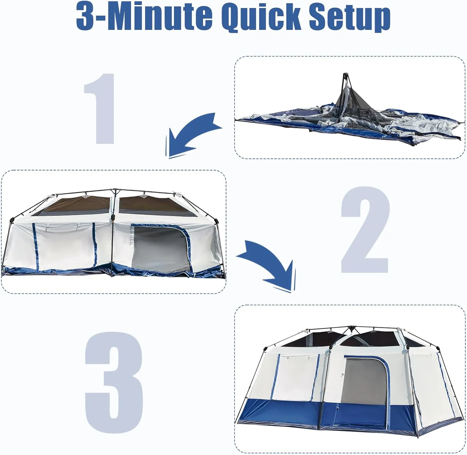 YOLENY Instant Cabin Tent 4/6/8/10 Person, Family Large Camping Tent, 60s Easy Setup with Rainfly & Waterproof Portable with Carry Bag for Family Activities, 4 Season