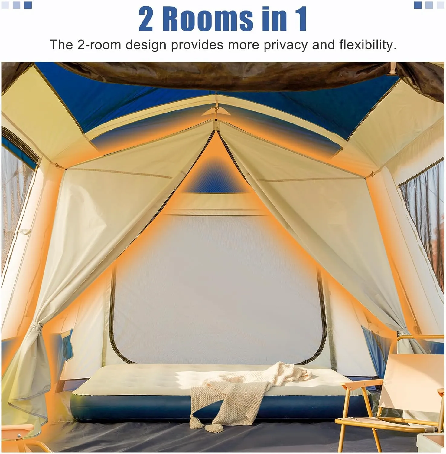 YOLENY Instant Cabin Tent 4/6/8/10 Person, Family Large Camping Tent, 60s Easy Setup with Rainfly & Waterproof Portable with Carry Bag for Family Activities, 4 Season