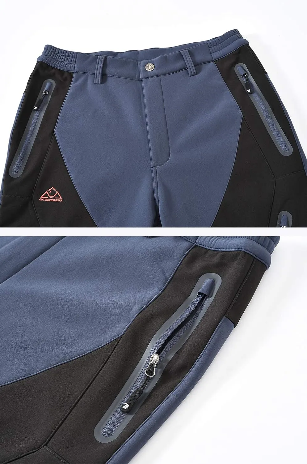 YSENTO Men's Fleece Lined Ski Snow Pants Winter Waterproof Softshell Insulated Hiking Cargo Pants