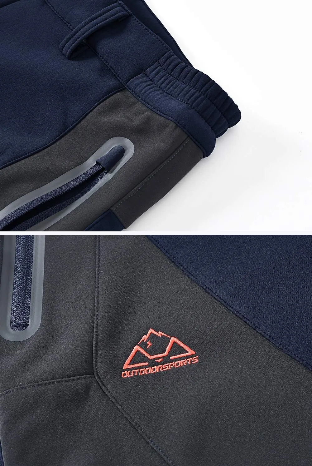 YSENTO Men's Fleece Lined Ski Snow Pants Winter Waterproof Softshell Insulated Hiking Cargo Pants