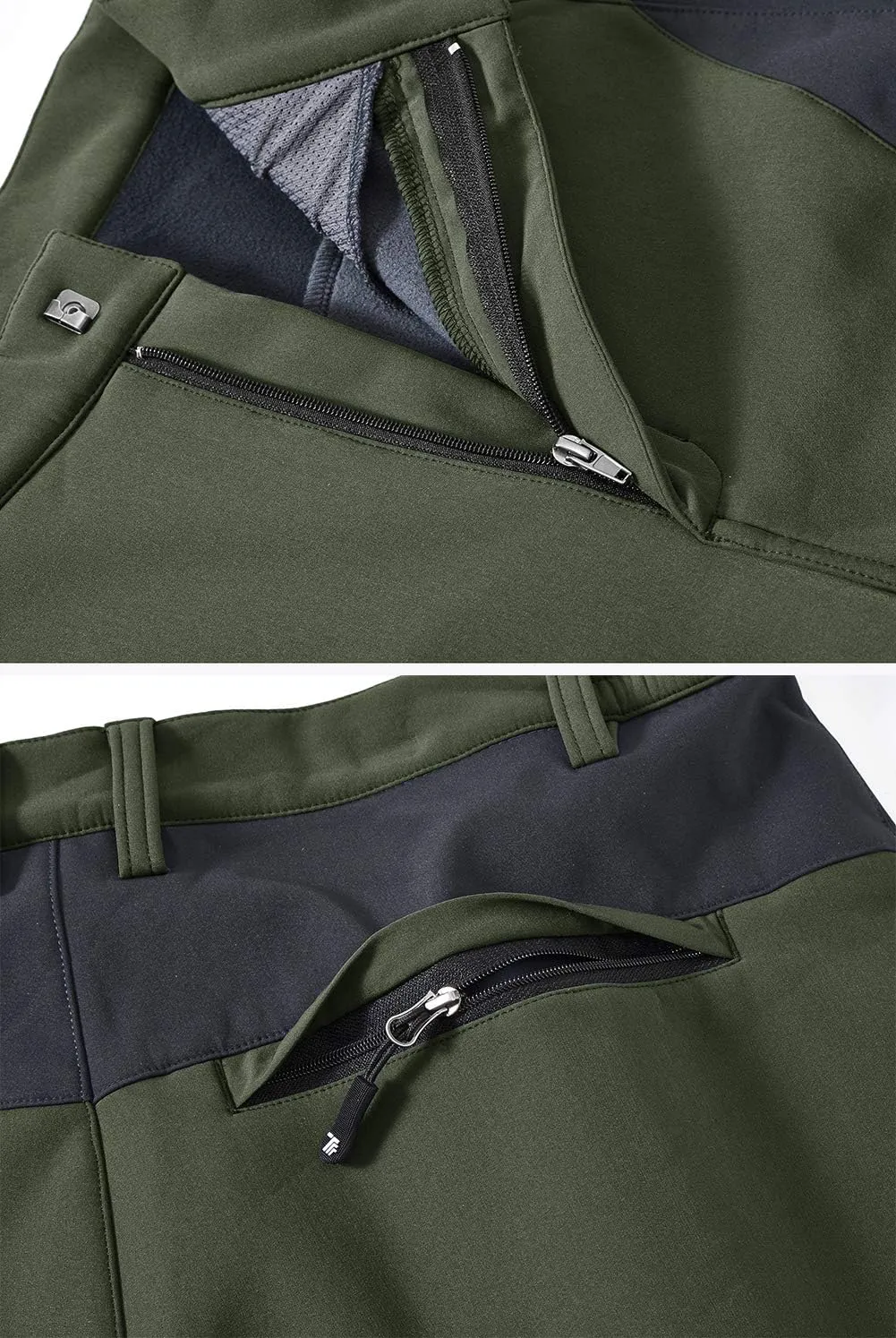 YSENTO Men's Fleece Lined Ski Snow Pants Winter Waterproof Softshell Insulated Hiking Cargo Pants