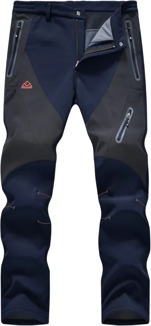YSENTO Men's Fleece Lined Ski Snow Pants Winter Waterproof Softshell Insulated Hiking Cargo Pants