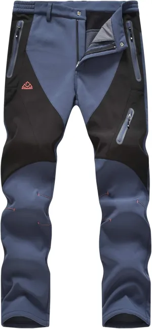 YSENTO Men's Fleece Lined Ski Snow Pants Winter Waterproof Softshell Insulated Hiking Cargo Pants
