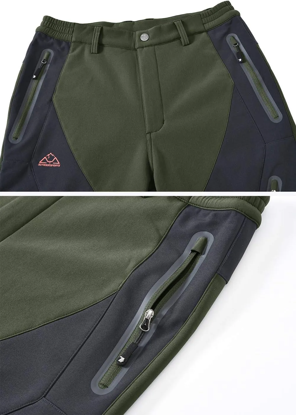 YSENTO Men's Fleece Lined Ski Snow Pants Winter Waterproof Softshell Insulated Hiking Cargo Pants