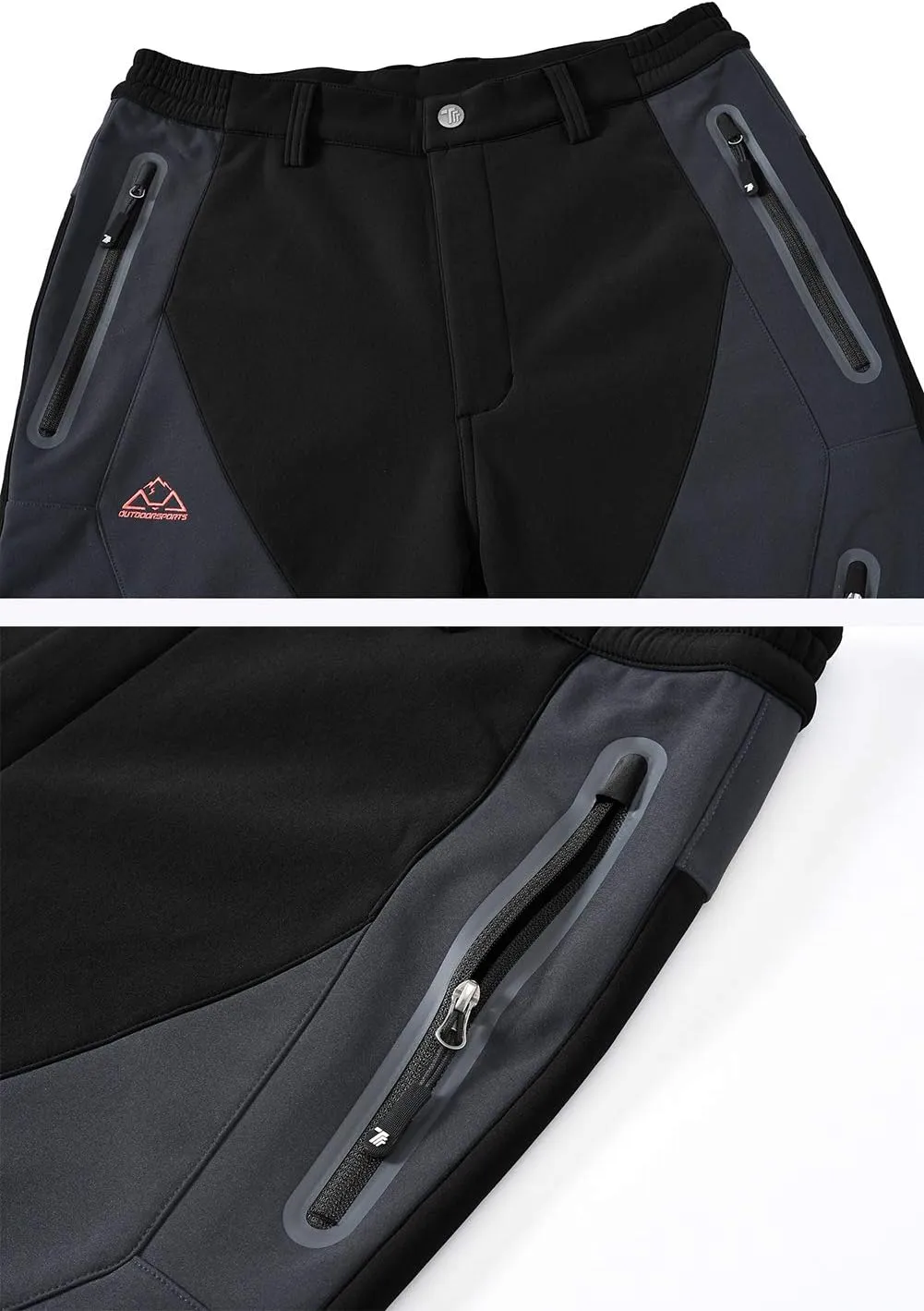YSENTO Men's Fleece Lined Ski Snow Pants Winter Waterproof Softshell Insulated Hiking Cargo Pants
