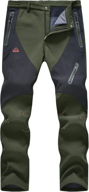 YSENTO Men's Fleece Lined Ski Snow Pants Winter Waterproof Softshell Insulated Hiking Cargo Pants