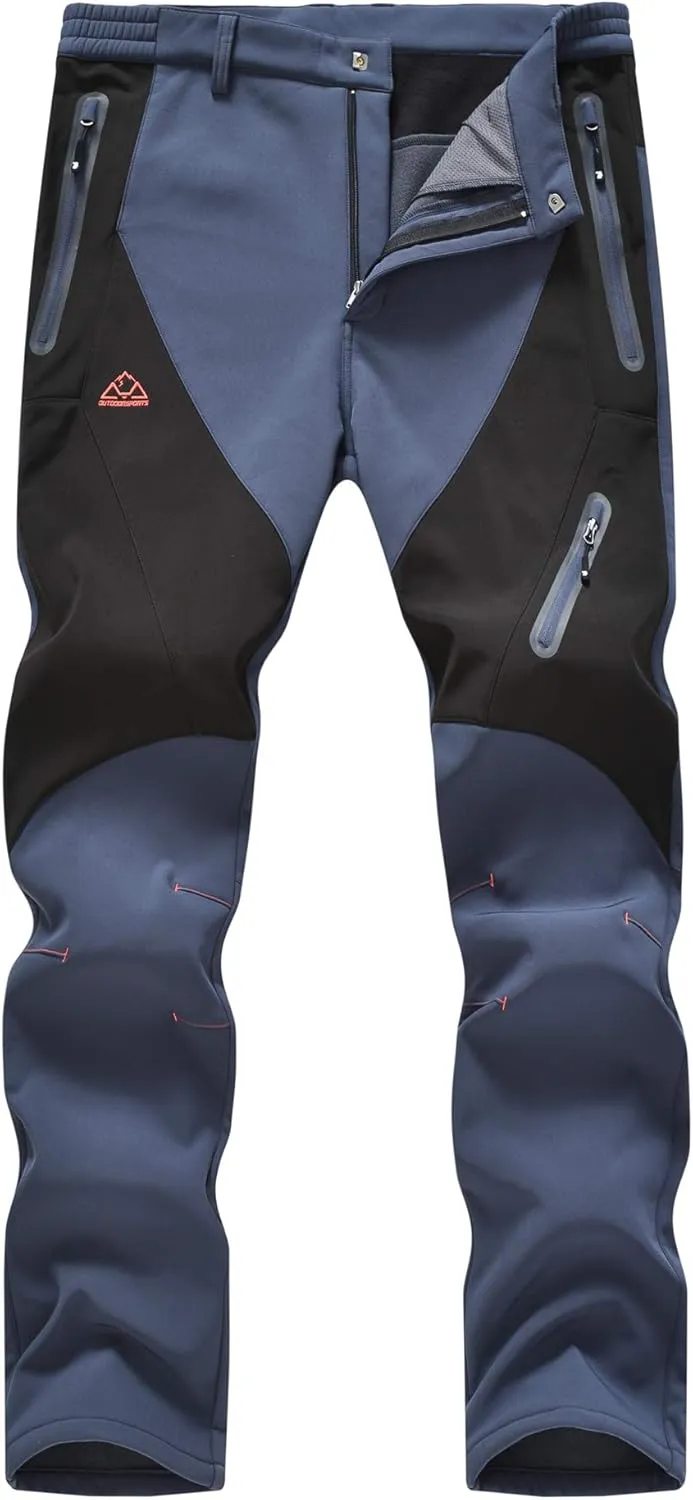 YSENTO Men's Fleece Lined Ski Snow Pants Winter Waterproof Softshell Insulated Hiking Cargo Pants