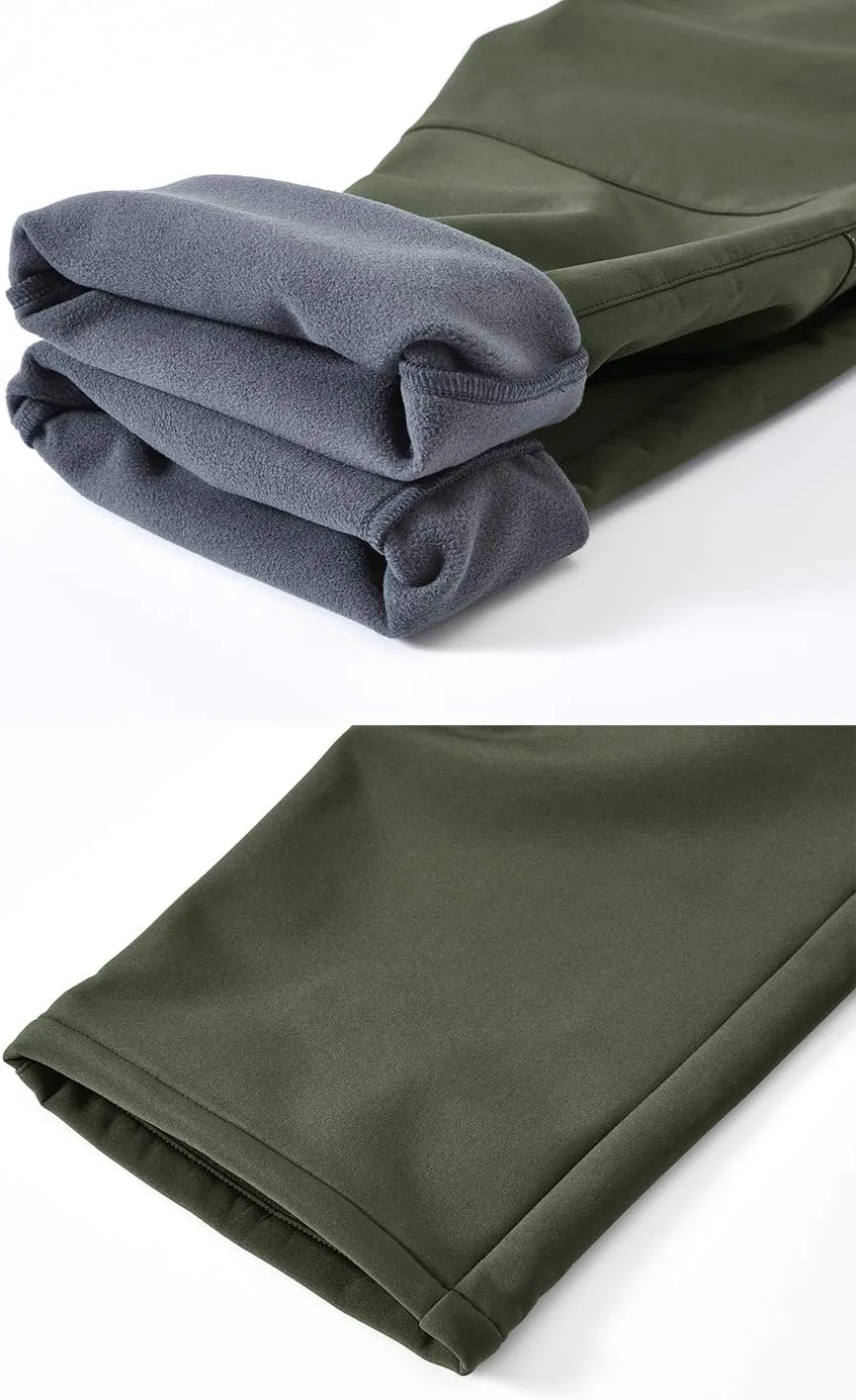 YSENTO Men's Fleece Lined Ski Snow Pants Winter Waterproof Softshell Insulated Hiking Cargo Pants