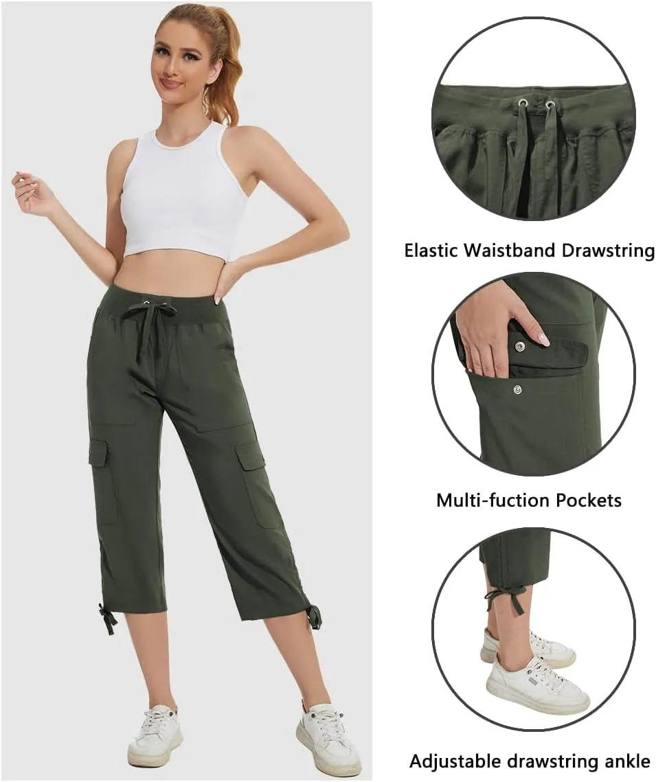 YuKaiChen Women's Capris Hiking Summer Pants Outdoor Athletic Casual with Pockets