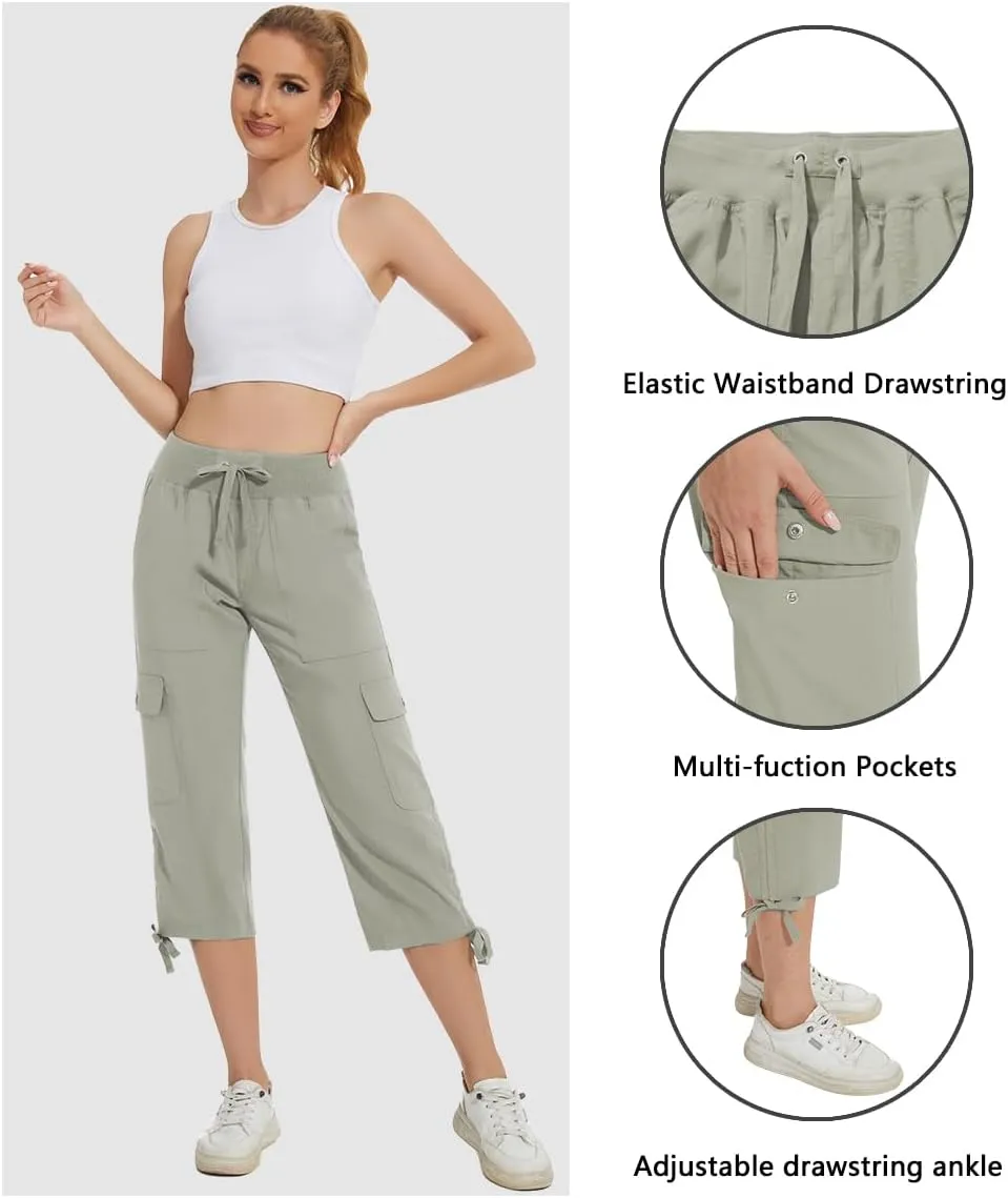 YuKaiChen Women's Capris Hiking Summer Pants Outdoor Athletic Casual with Pockets