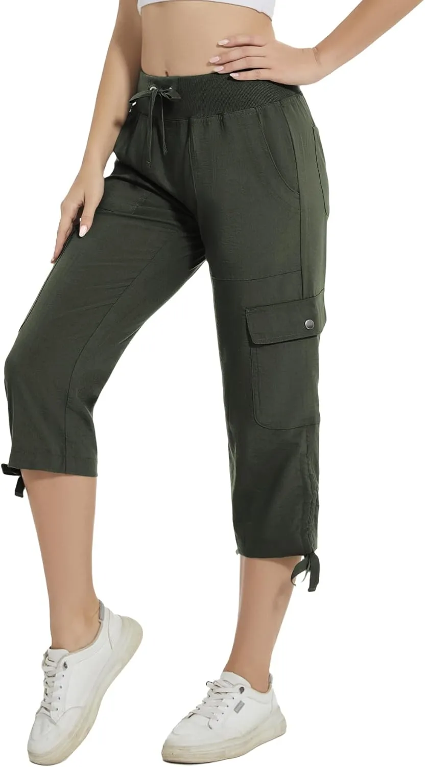 YuKaiChen Women's Capris Hiking Summer Pants Outdoor Athletic Casual with Pockets