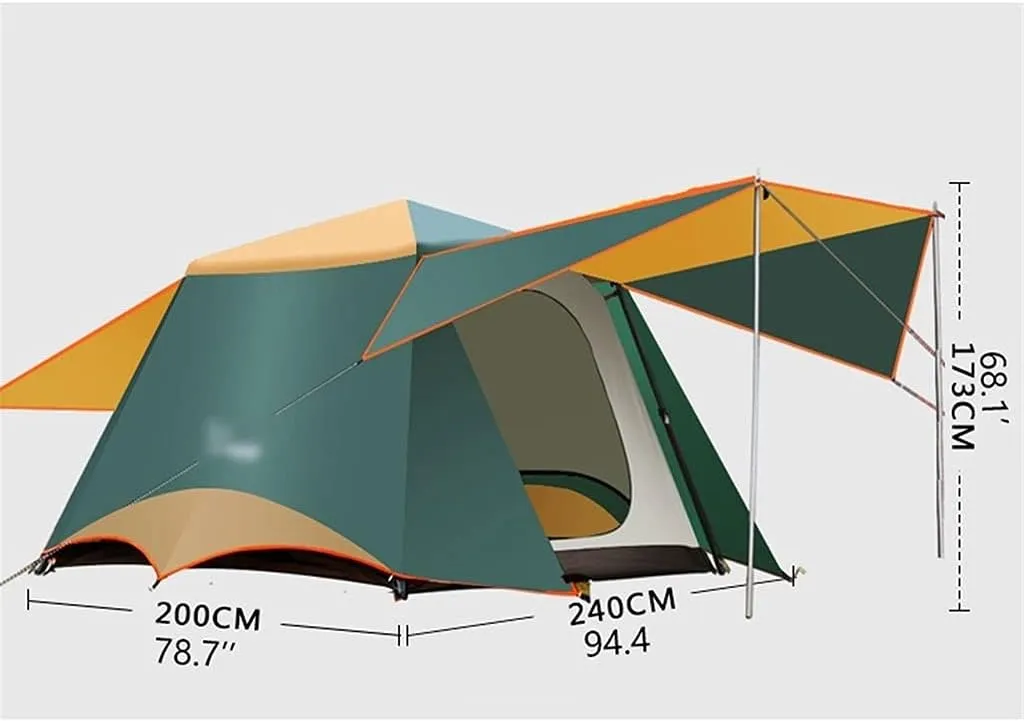 YYDS Tents for Camping Waterproof Anti-UV Camping Tent Quick Opening Automatic Tents Outdoor 3-6 Persons Family Party Big Space Camping Tents (Color : Brown)