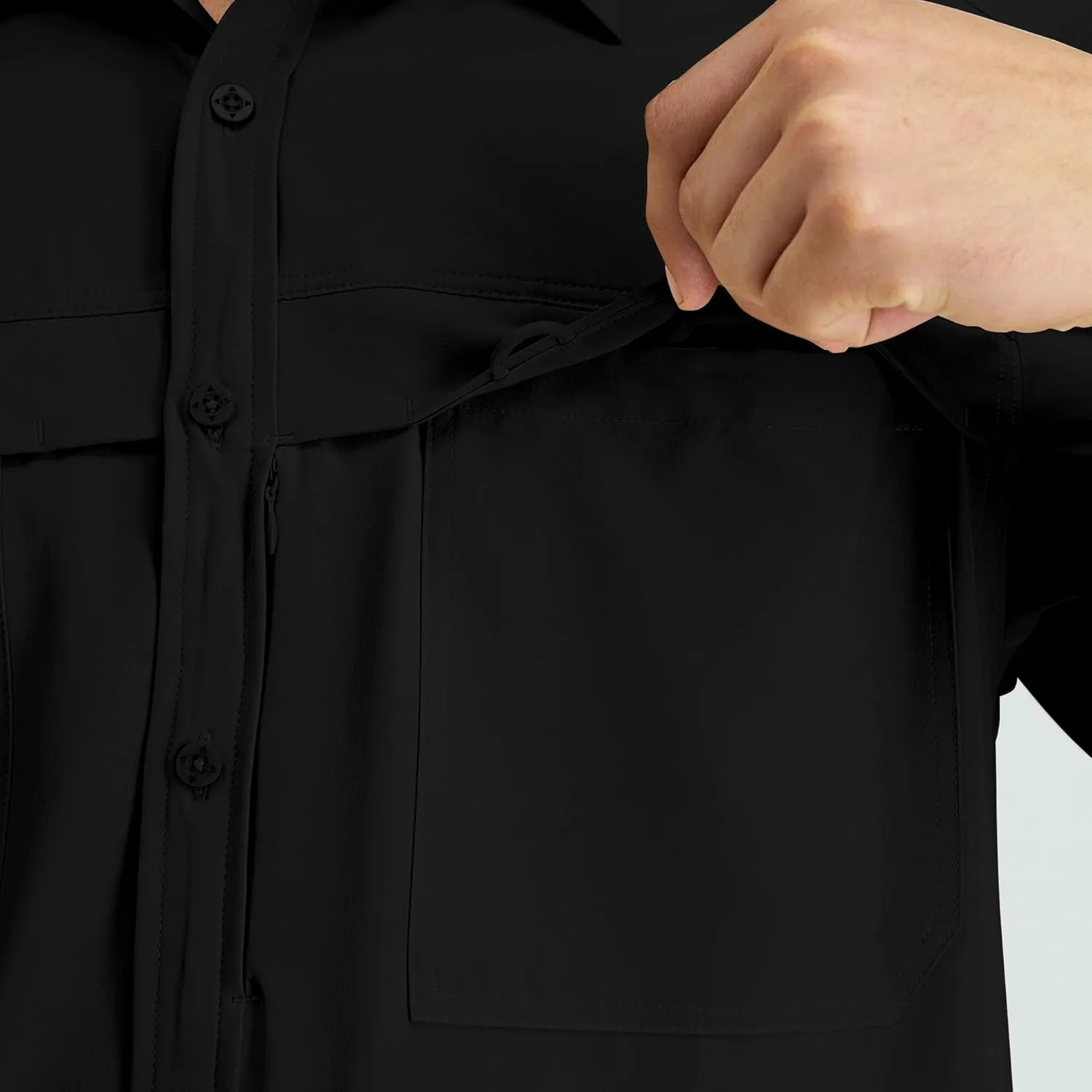 ZAFUL Men's Fishing Shirts Sun Protection Short Sleeve Travel Work Hiking Shirt Button Down Shirts with Zipper Pockets