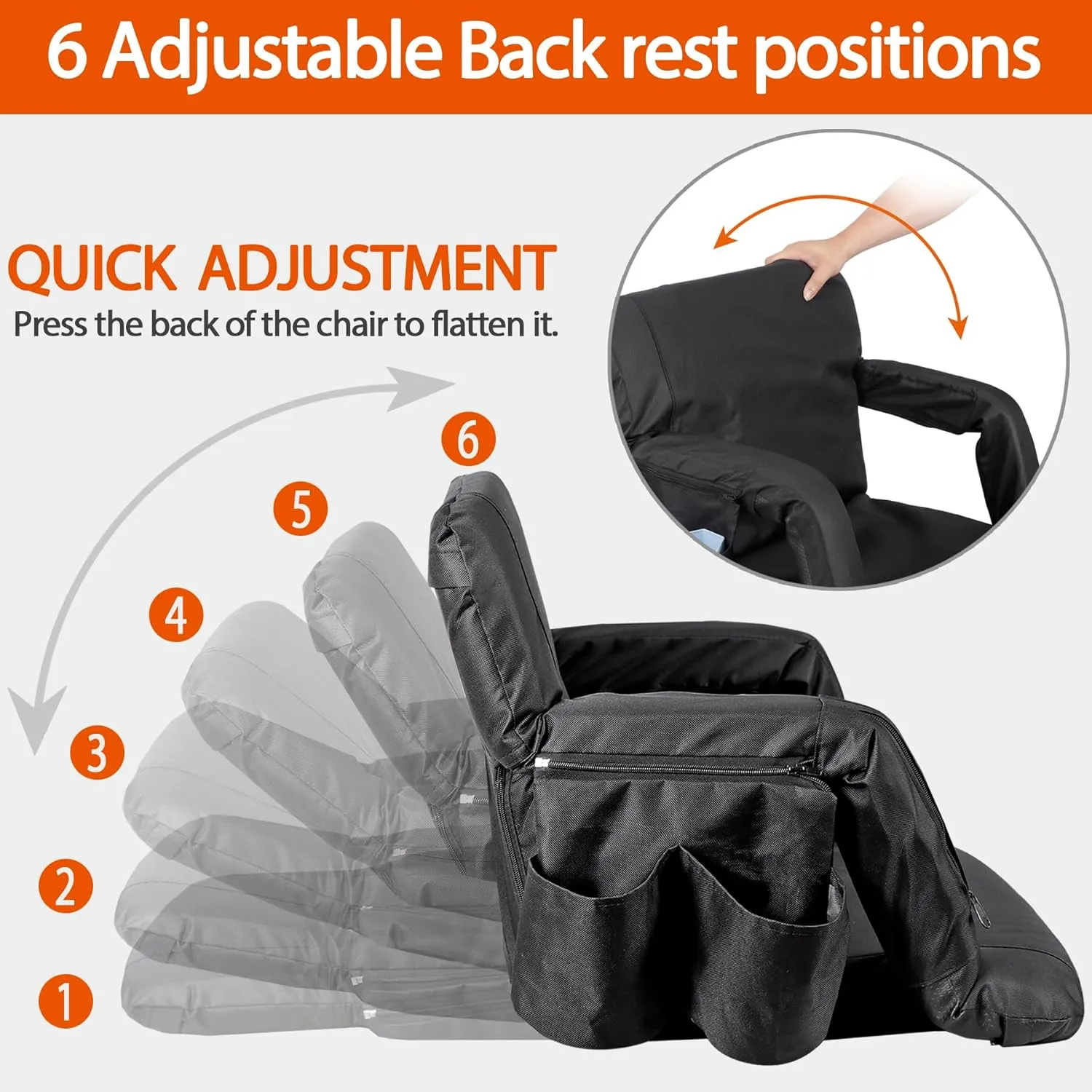 ZENY Heated Stadium Seat for Bleacher with Bakc Support, Bleacher Chairs with Back and Cushion, Armrests