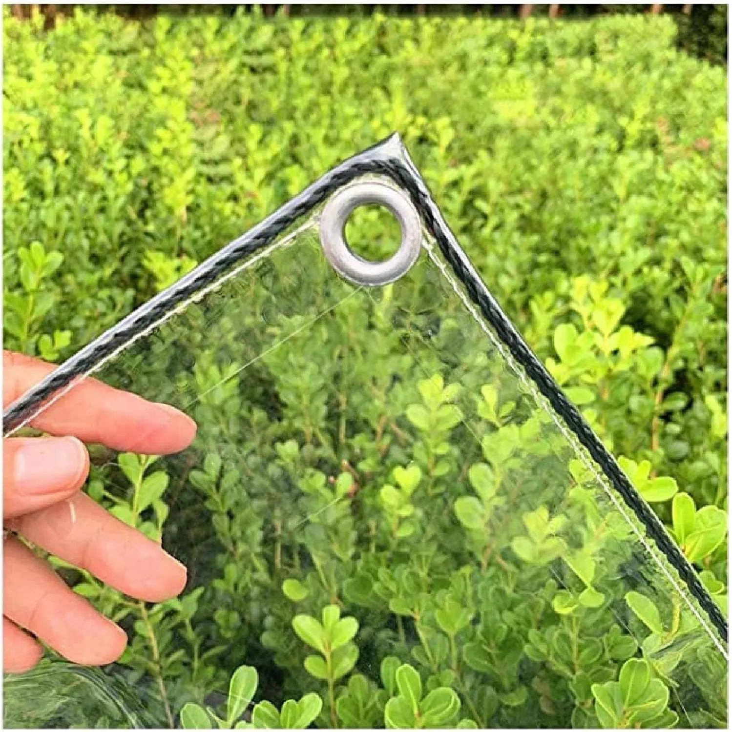 ZHANGQINGXIU PVC Heavy Duty Tarpaulin, Outside Waterproof Tarpaulin Curtain for Gazebo Garden Camping Weatherproof Barrier (400 G/M²), 24 Sizes (Color : Clear, Size : 1x1m)