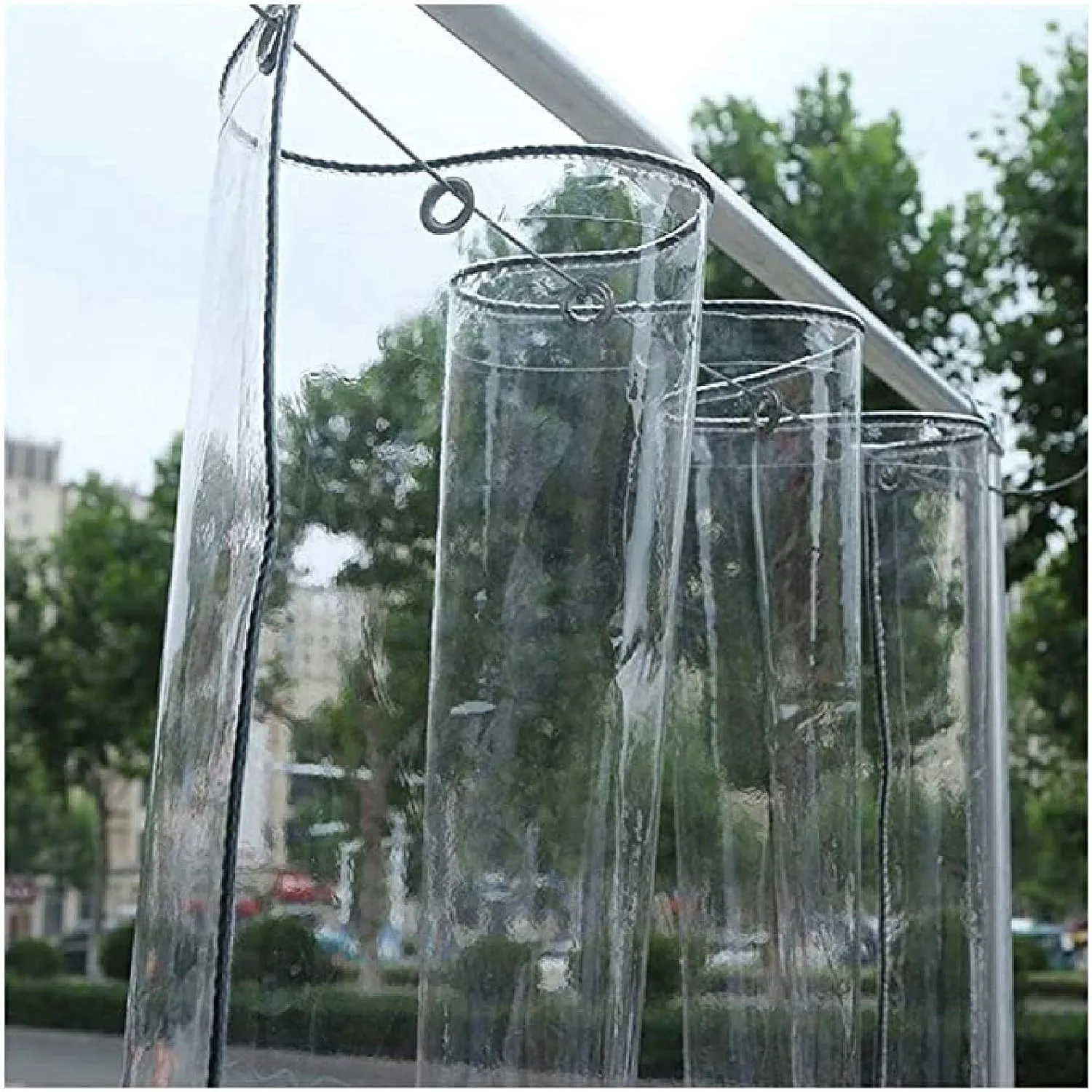 ZHANGQINGXIU PVC Heavy Duty Tarpaulin, Outside Waterproof Tarpaulin Curtain for Gazebo Garden Camping Weatherproof Barrier (400 G/M²), 24 Sizes (Color : Clear, Size : 1x1m)