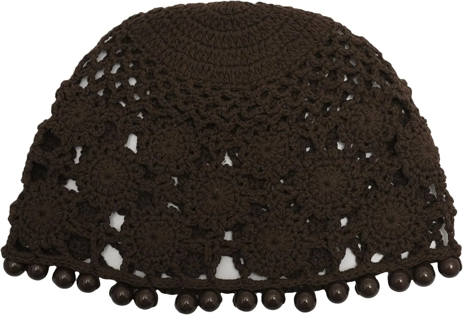 ZLYC Women Cotton Crochet Skull Cap Handmade Knit Cutout Floral Beanie Hat