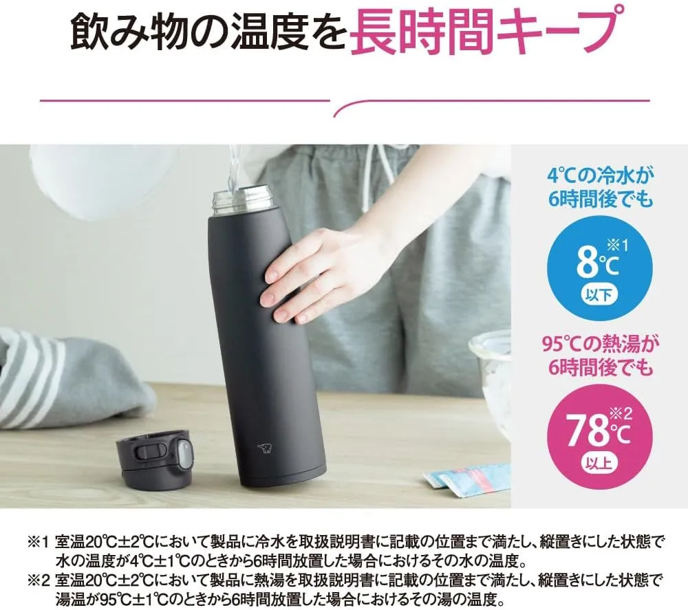 Zojirushi SM-VS95-HM Water Bottle, One-Touch Stainless Steel Mug, Seamless, 32.4 fl oz (950 ml), Matte Gray
