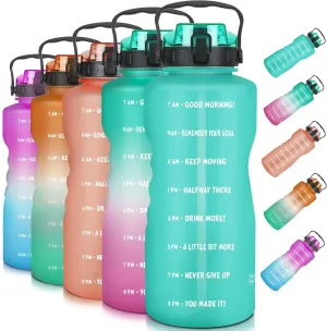 ZOMAKE Gallon Water Bottle with Straw & Time Marker - 128 oz Motivational Large Water Jug BPA Free Leakproof Water Bottle Ensure You Drink Enough Water Daily