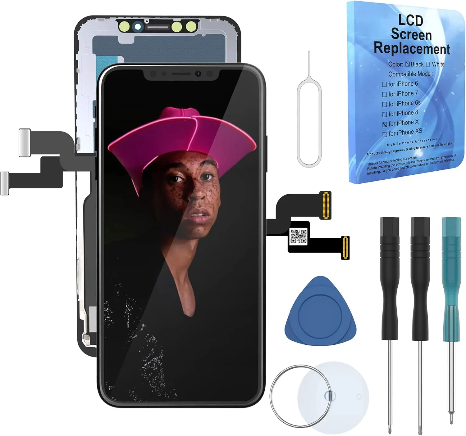 ZTR for iPhone 10S Xs 5.8 Inch Repair LCD Display Digitizer Touch Screen Replacement Full Compelte Frame Front Glass Assembly with Tools kit Waterproof Adhesive in Black